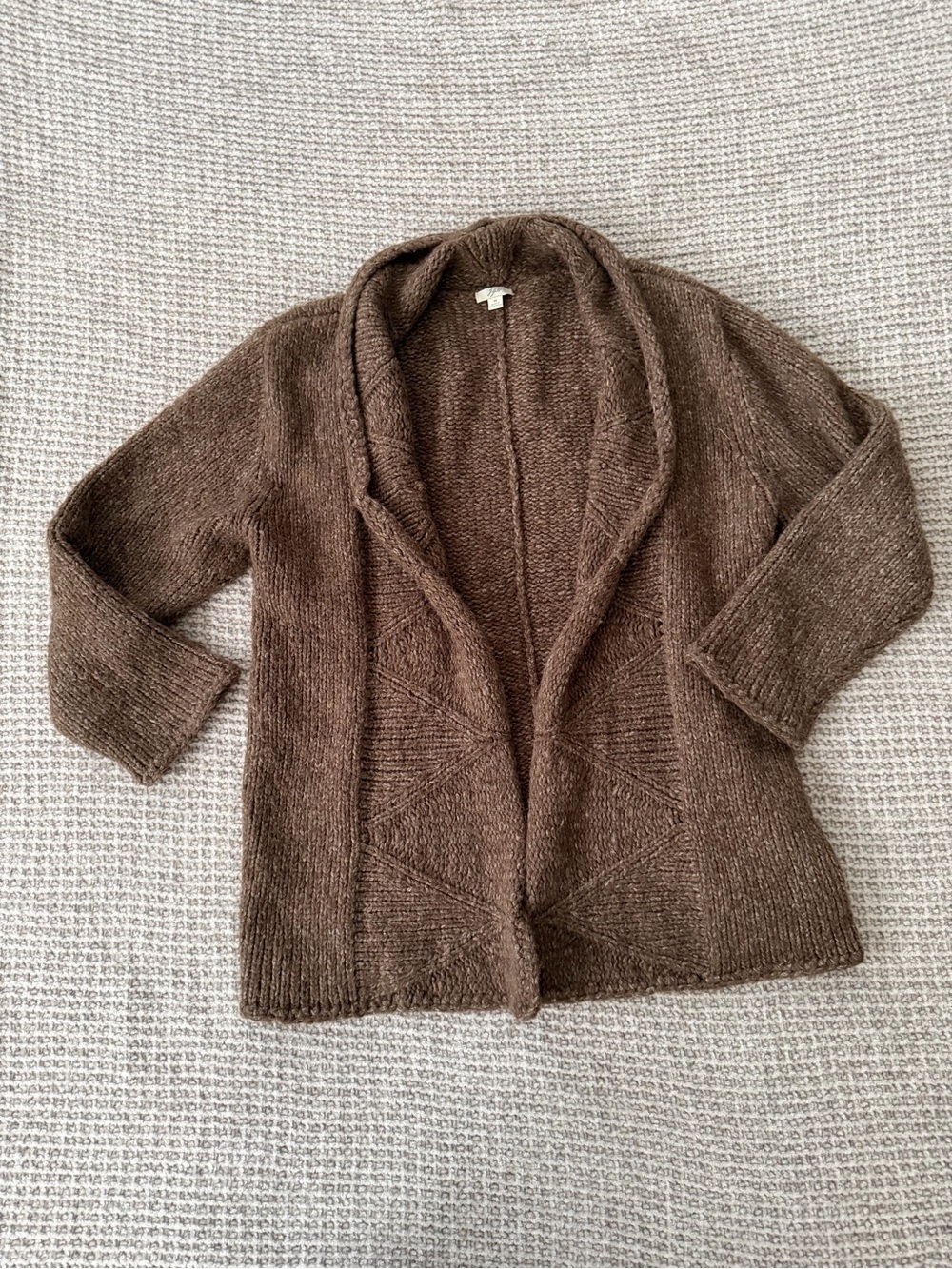 J. Jill Cozy Brown Open-Front Shawl Collar Cardigan
